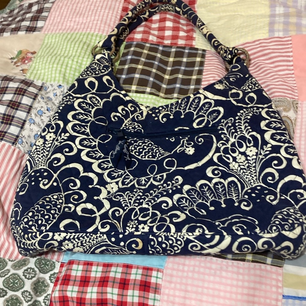 Vera Bradley bag retired Twirley Birds Navy winter 2010